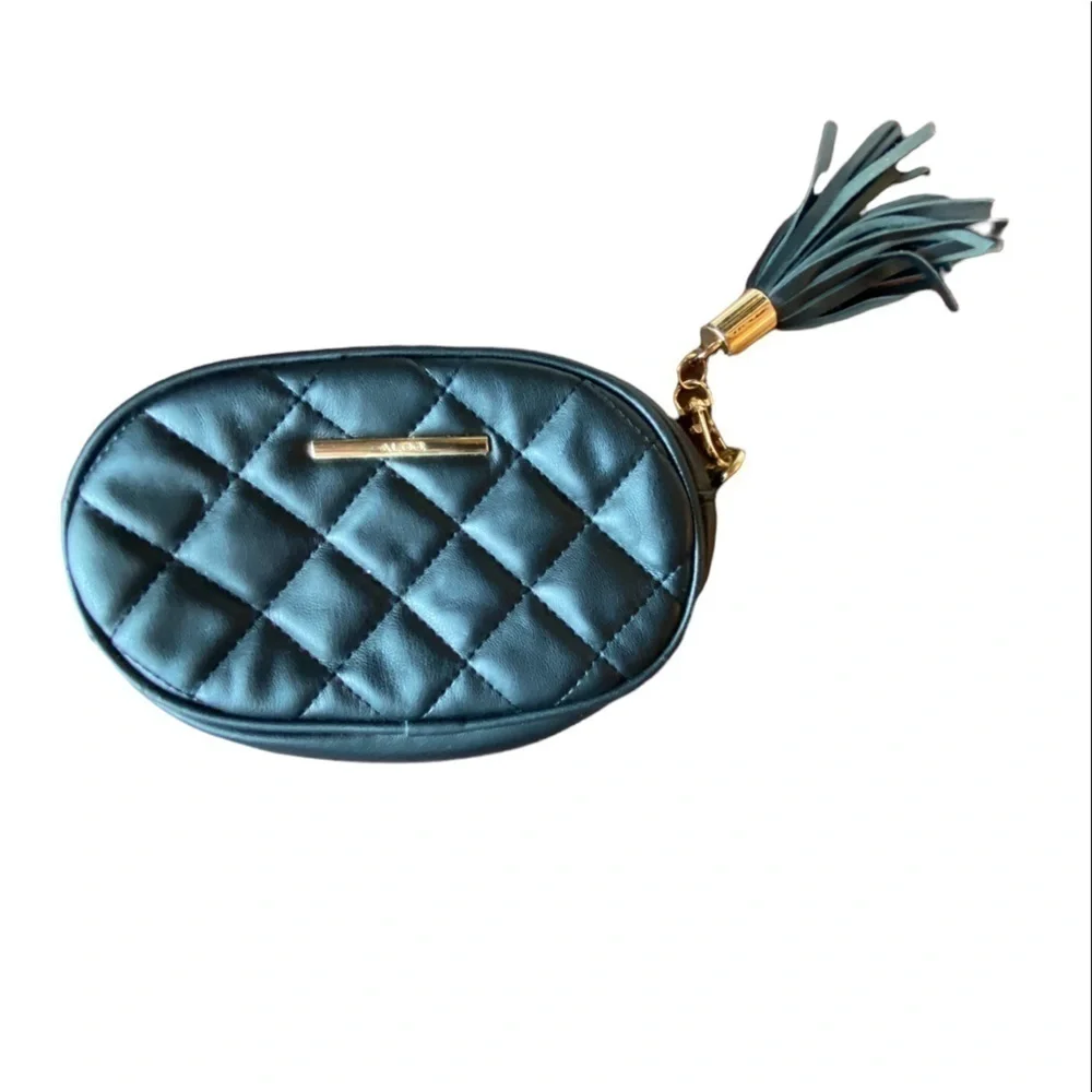 ALDO Black Quilted Zippered Cosmetic Case